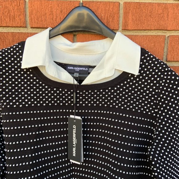 KARL LAGERFELD  DOTTED STRIPE SWEATER - Picture 3 of 5